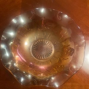 Vintage Iris and Herringbone, marigold, carnival glass large bowl
